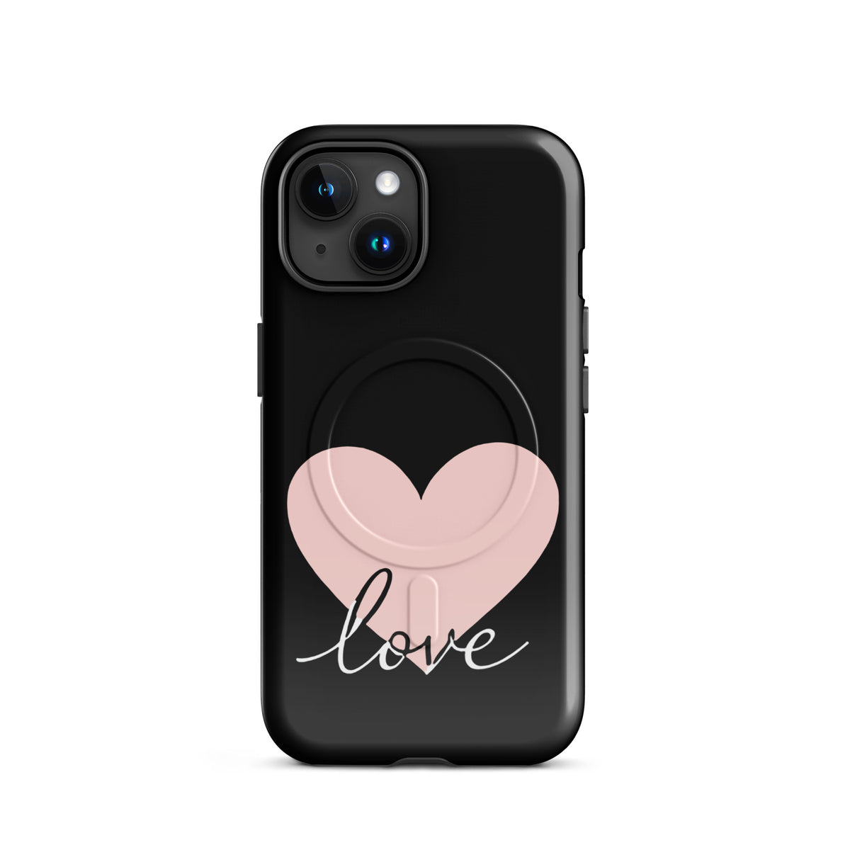 Magnetic Phone Case with heart and script love design for iPhone, combining style and protection in a minimalist romantic look.