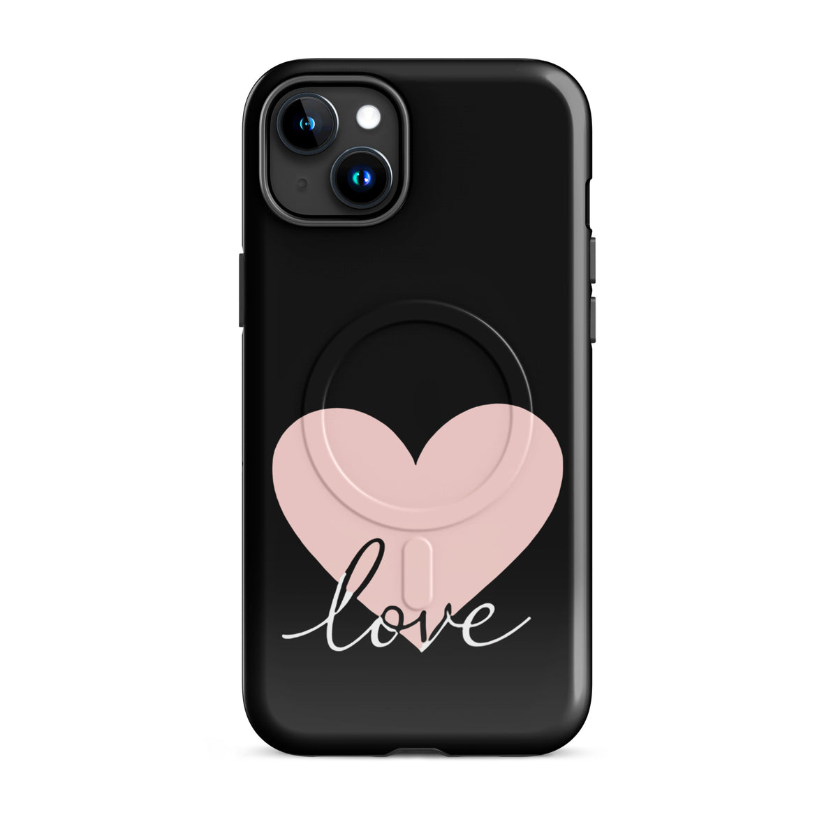 Magnetic Phone Case for iPhone with heart and script love design, combines protection and style with minimalist charm.