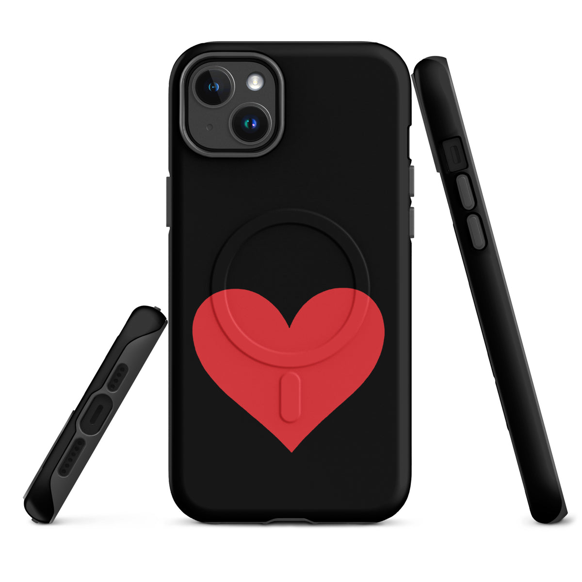 Magnetic Phone Case with heart design in vibrant color for iPhone, showcasing stylish protection and expressive style.