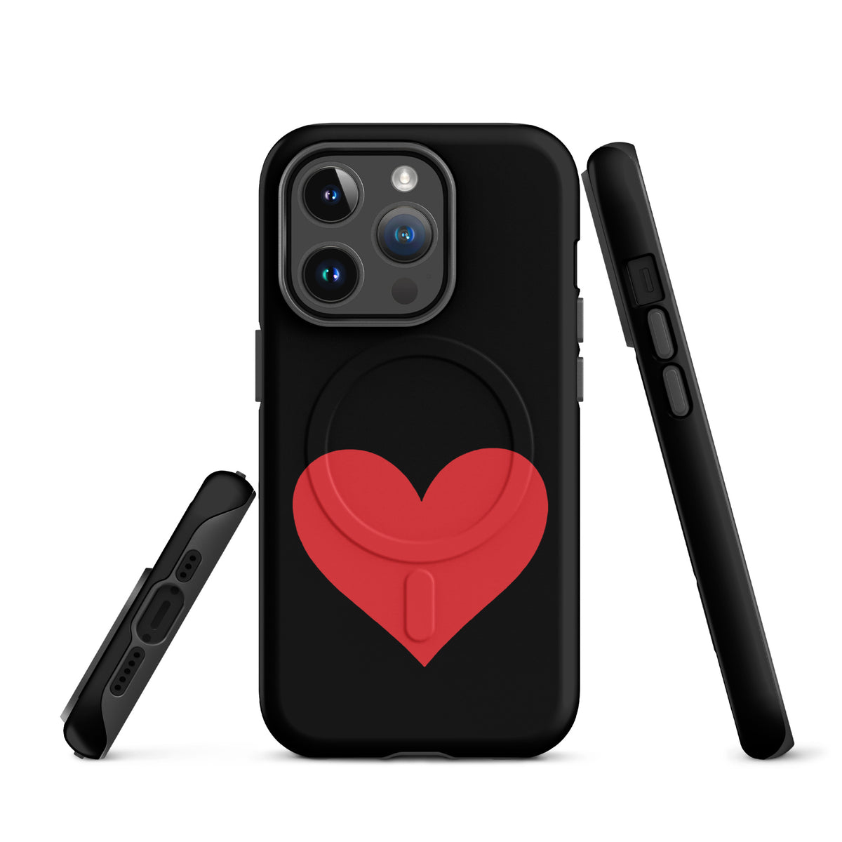 Magnetic Phone Case featuring a bold heart design, offering vibrant color options for iPhone with style and protection.