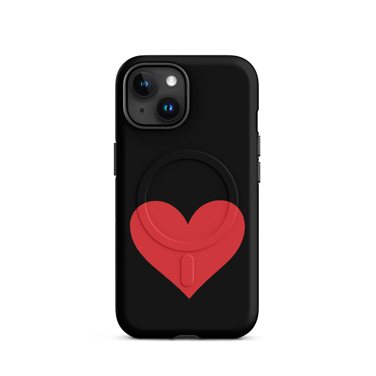 Magnetic Phone Case for iPhone with heart design in bold red, offering durability and vibrant color options for expressive style lovers.