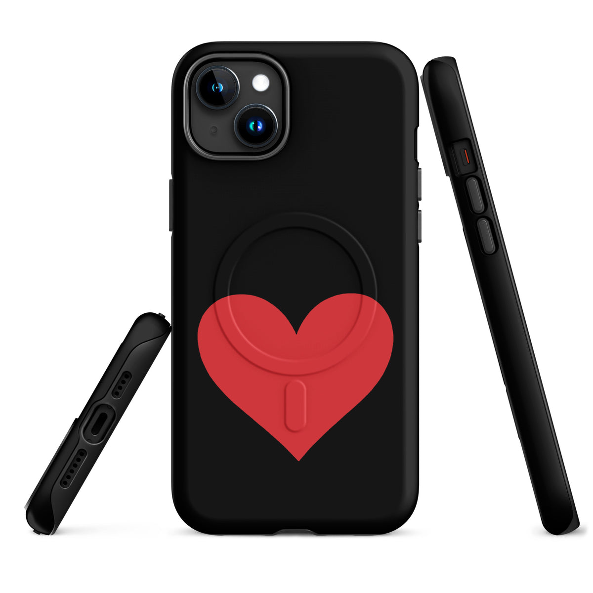 Magnetic Phone Case for iPhone featuring heart design in vibrant color, showcasing stylish protection and expressive style.