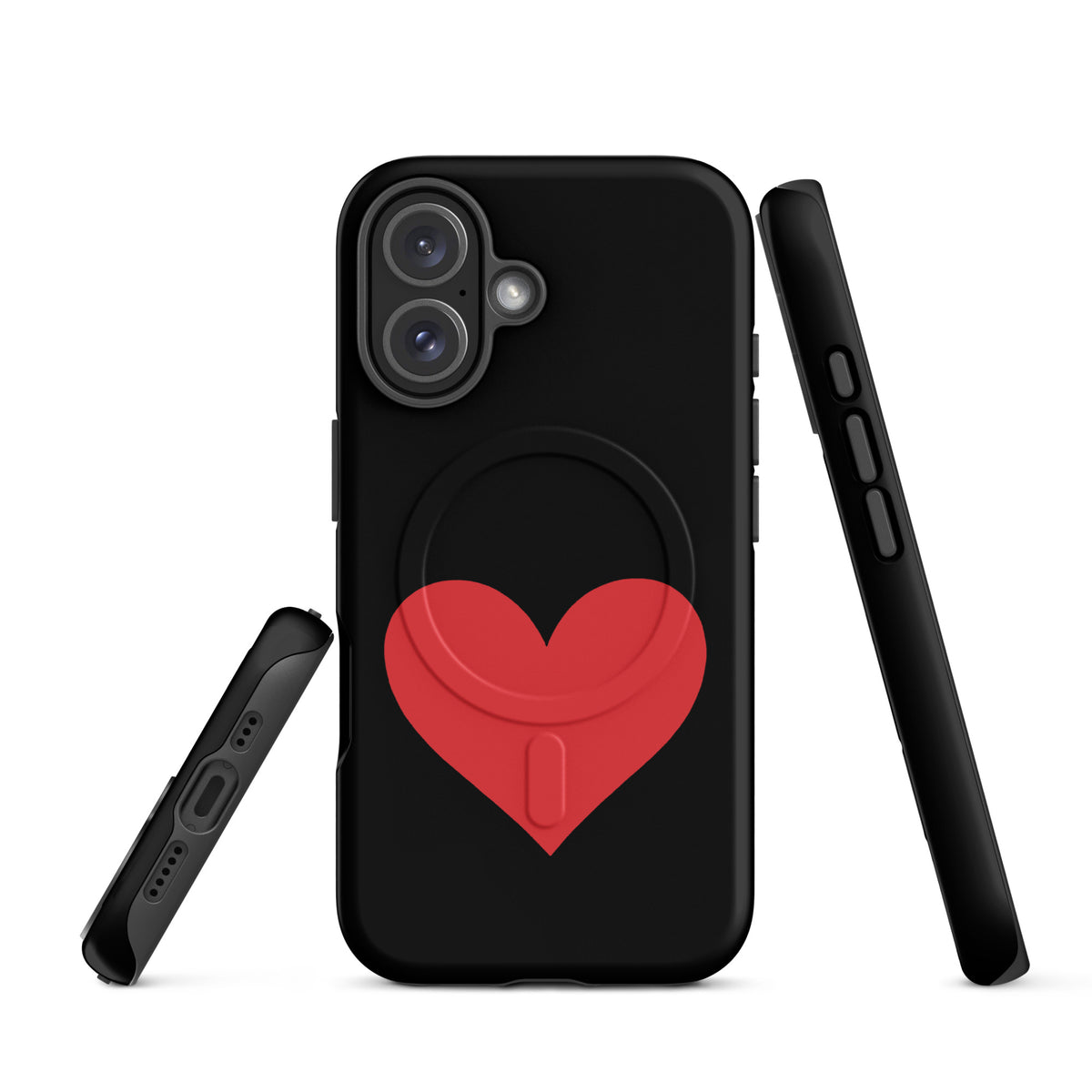 Magnetic Phone Case for iPhone with heart design in vibrant colors, showcasing sleek style and protection.