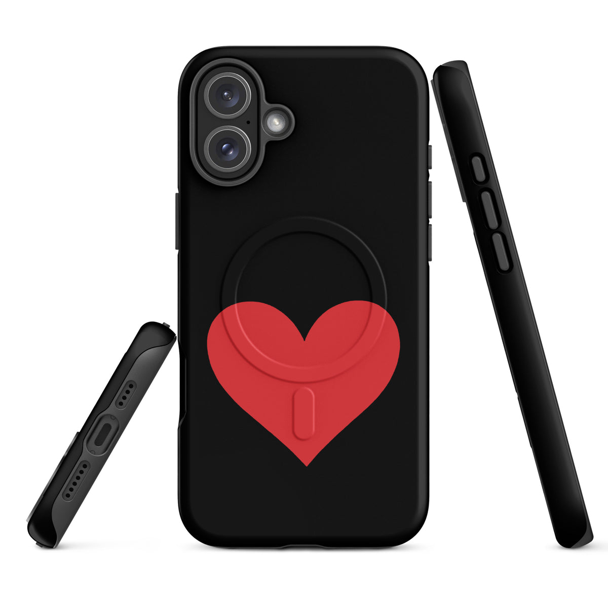 Magnetic Phone Case with heart design in vibrant colors for iPhone, showcasing love-themed style and protection.