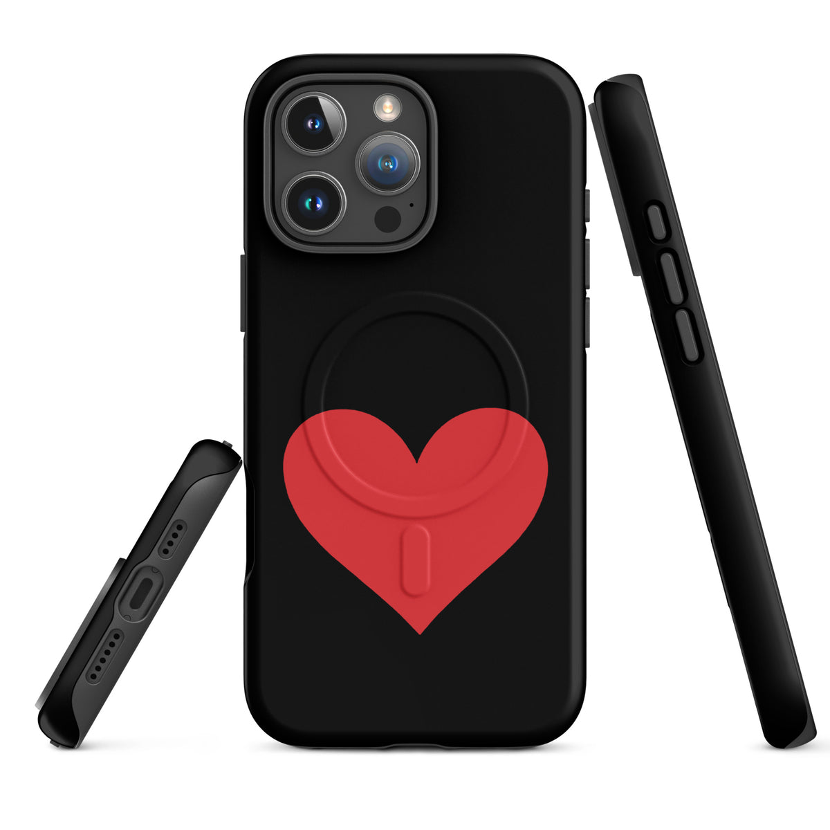 Magnetic Phone Case with heart design for iPhone, available in vibrant color options showcasing style and durability.