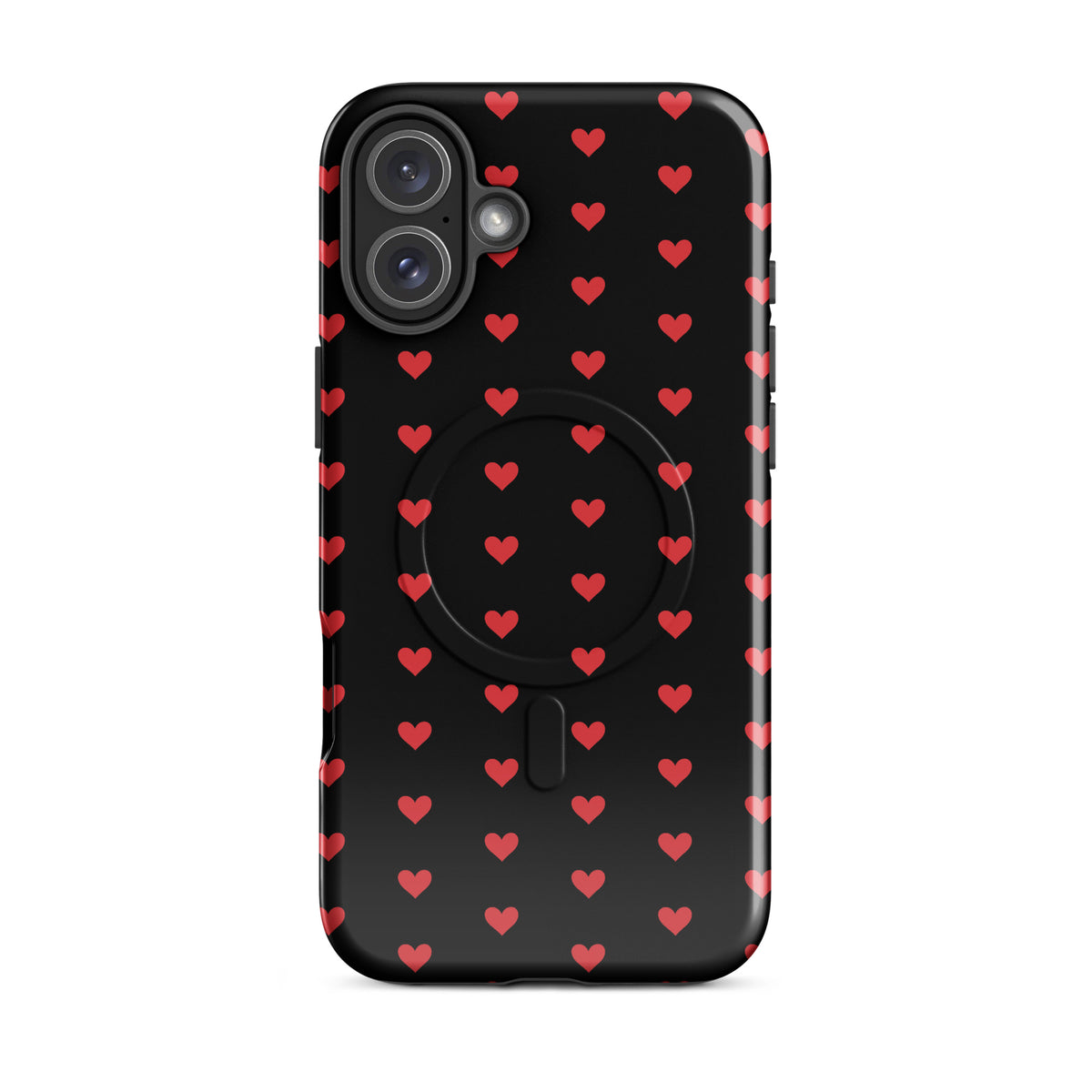 Magnetic Phone Case with fiery red hearts design for iPhone offering premium protection and modern style.