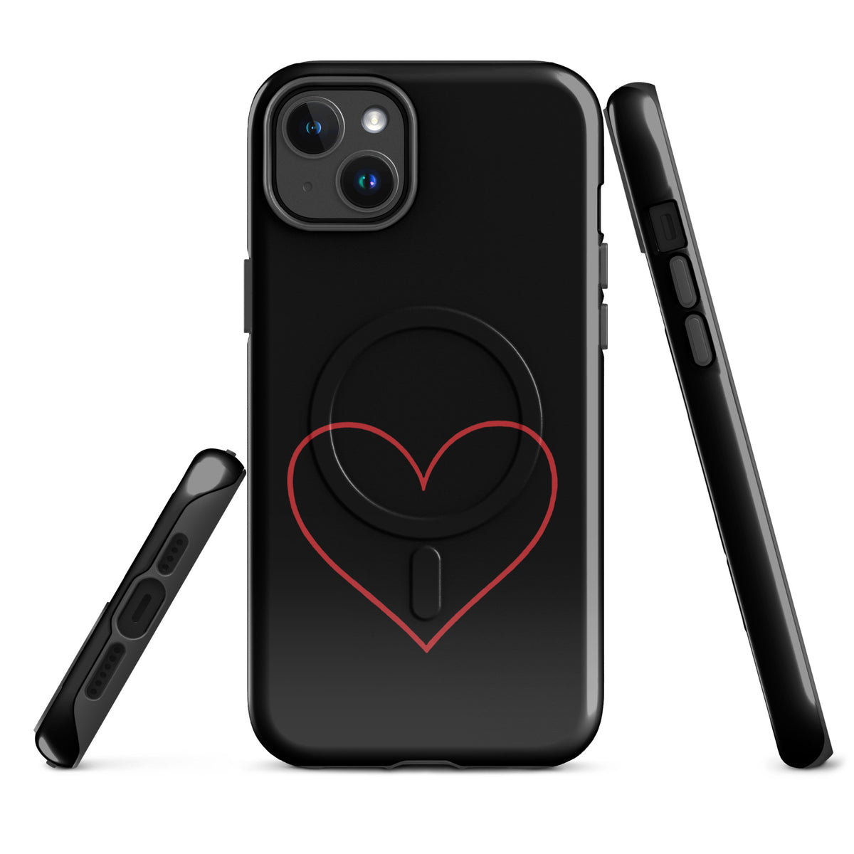 Magnetic Phone Case for iPhone with minimalist crimson heart design, combining bold aesthetics with modern sophistication.
