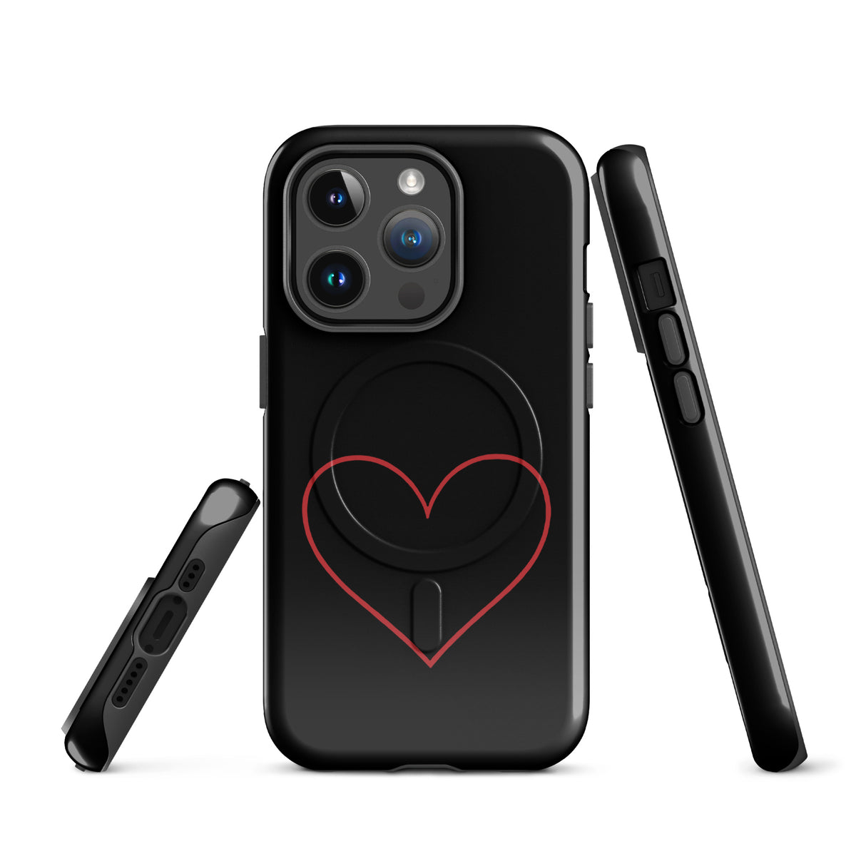 Magnetic Phone Case for iPhone with crimson heart design, offering minimalist elegance with bold yet subtle aesthetic appeal.