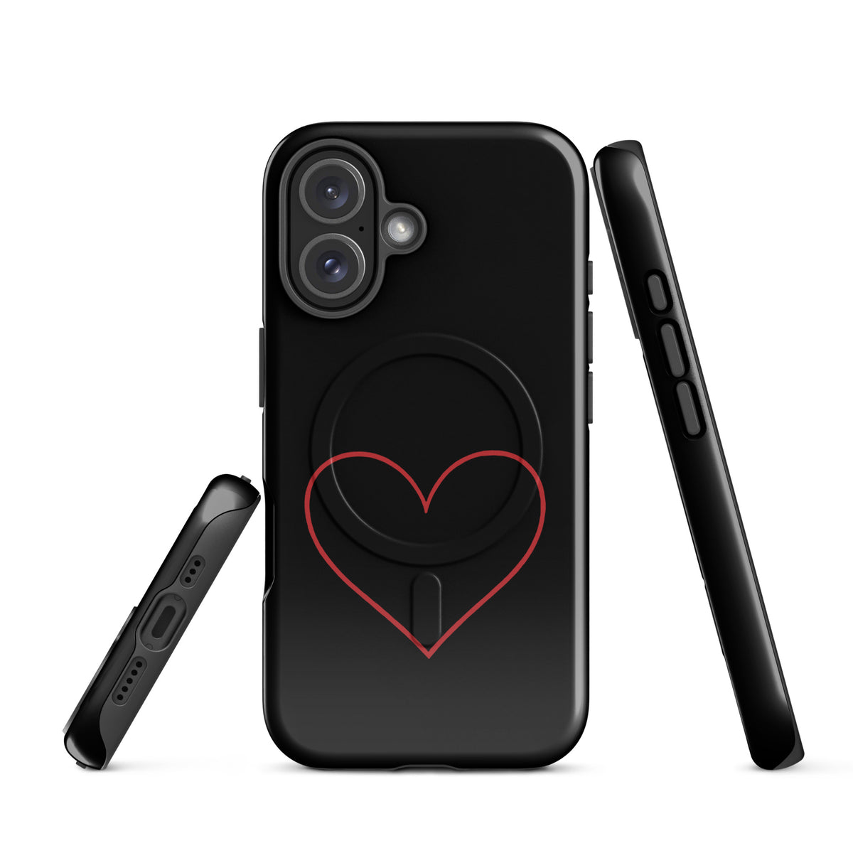 Magnetic Phone Case for iPhone with minimalist crimson heart design, showcasing modern aesthetics and sleek style.