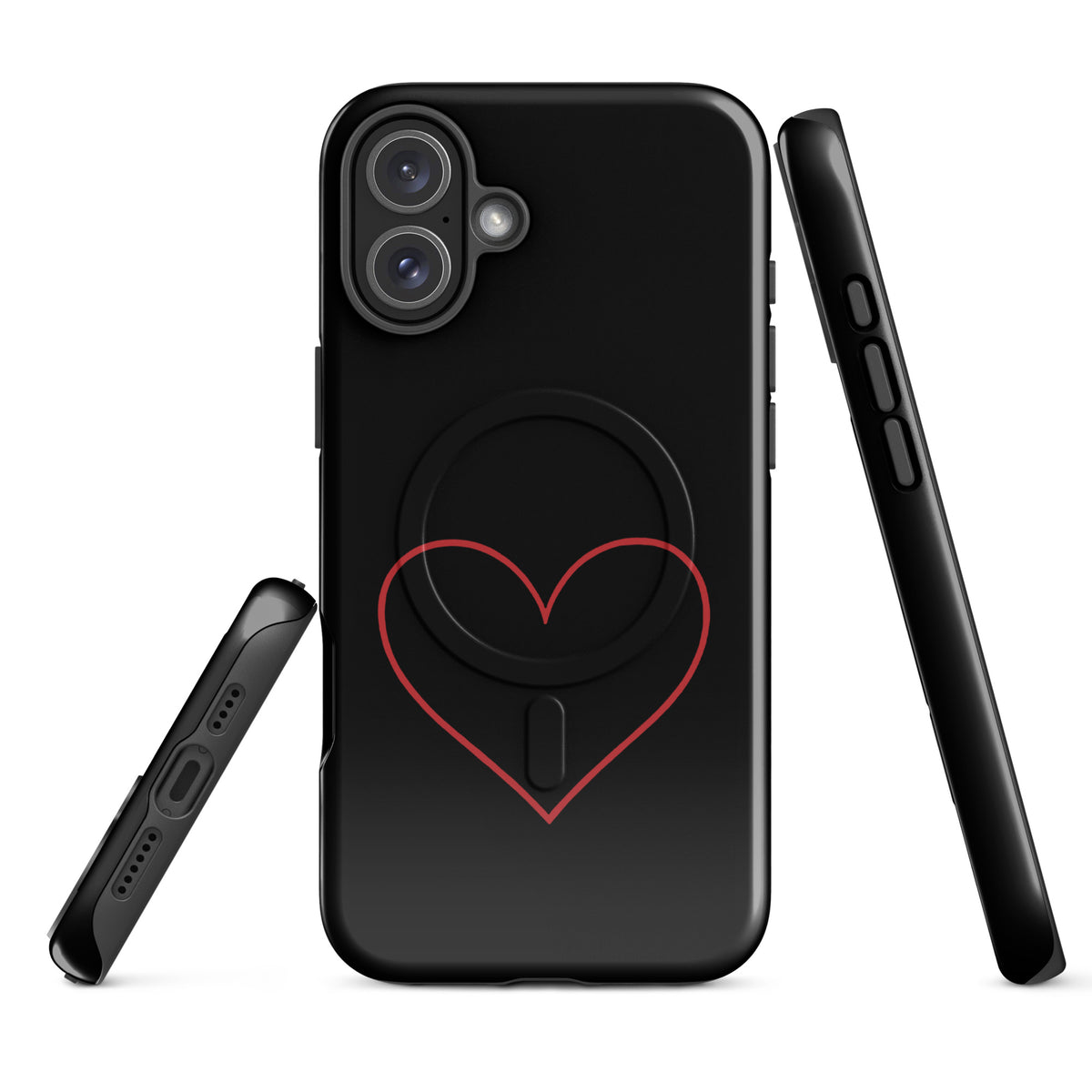 Magnetic Phone Case for iPhone with minimalist crimson heart design showcasing elegance and modern style, perfect for everyday use.