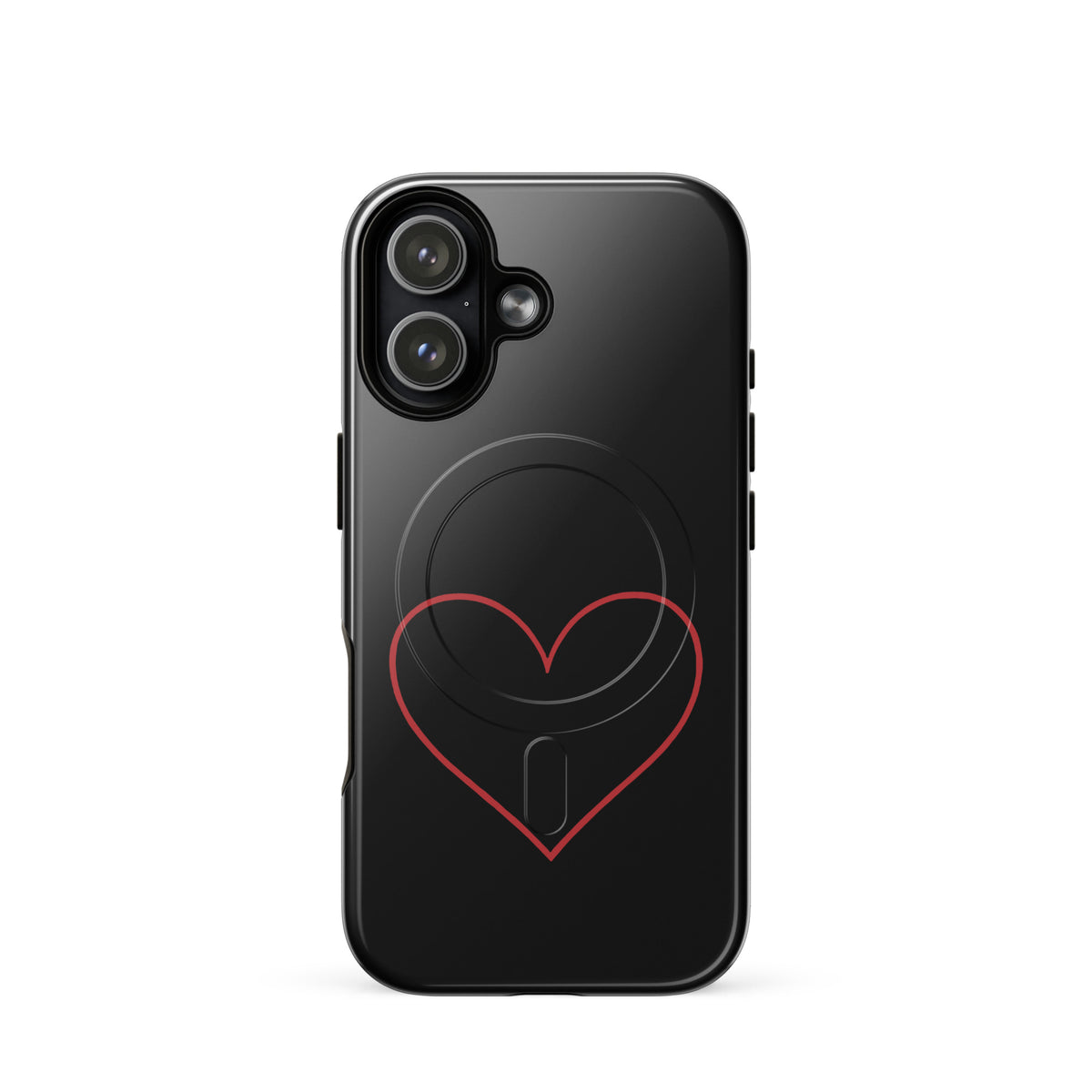 Magnetic Phone Case for iPhone with minimalist crimson-red heart design, combining sophisticated style with modern functionality.
