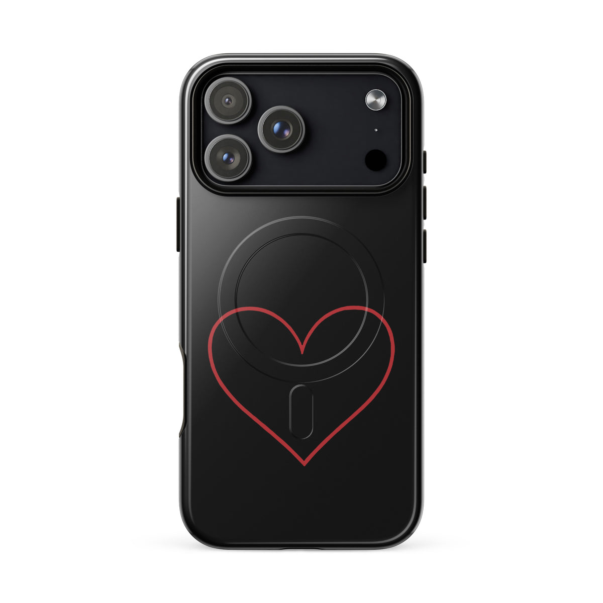 Magnetic Phone Case for iPhone with minimalist crimson heart design, featuring a sleek look and modern aesthetic.