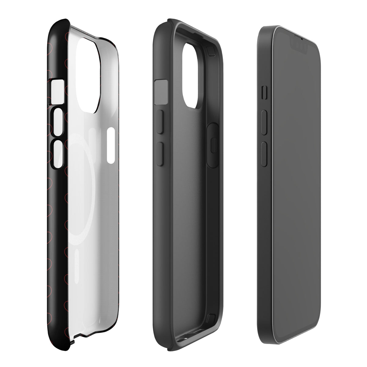 Magnetic Phone Case with crimson heart pattern, featuring minimalist design, premium look, and sleek protection for mobile devices.
