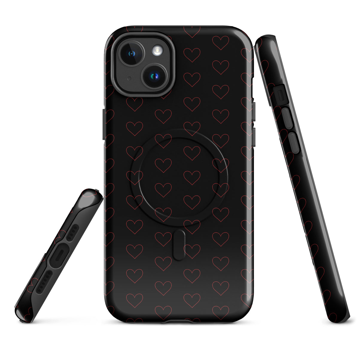 Magnetic Phone Case with crimson heart pattern, elegant and modern design