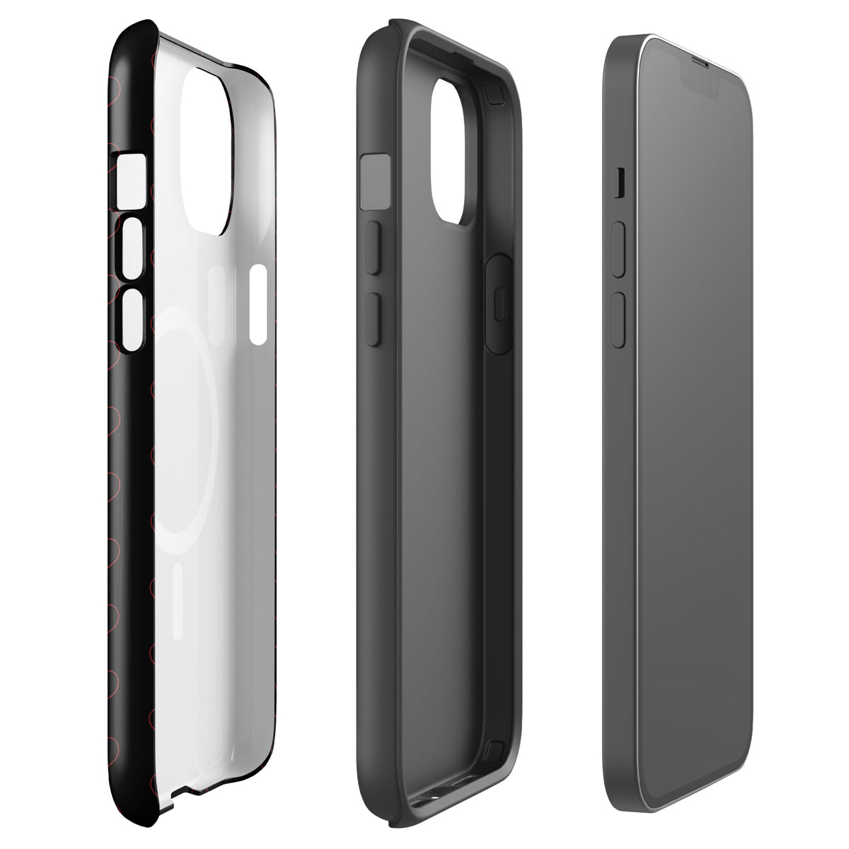 Magnetic Phone Case with crimson heart pattern in sleek design, showcasing minimalist and modern style.