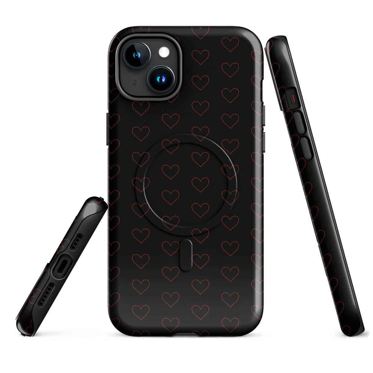 Magnetic Phone Case with elegant crimson heart pattern, modern and stylish design for a premium look.