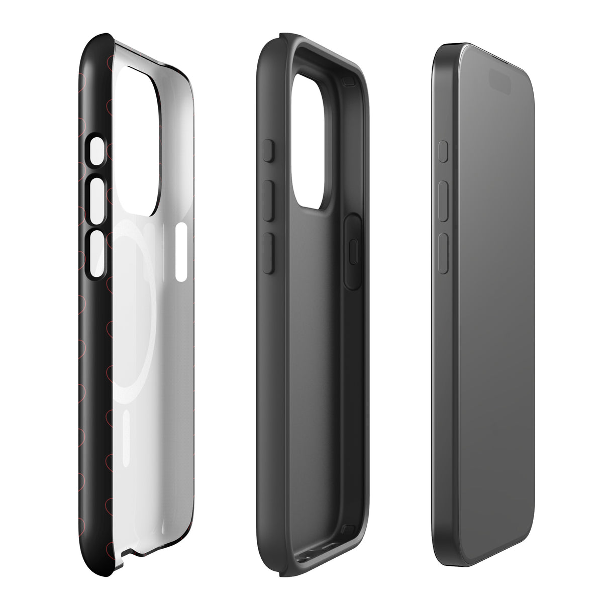 Magnetic Phone Case with crimson heart pattern, showcasing elegant minimalist design and premium modern style.