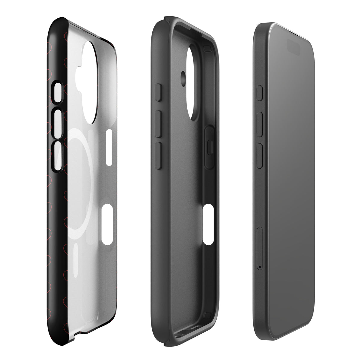 Magnetic Phone Case with crimson heart pattern, showcasing minimalist design with premium modern look.