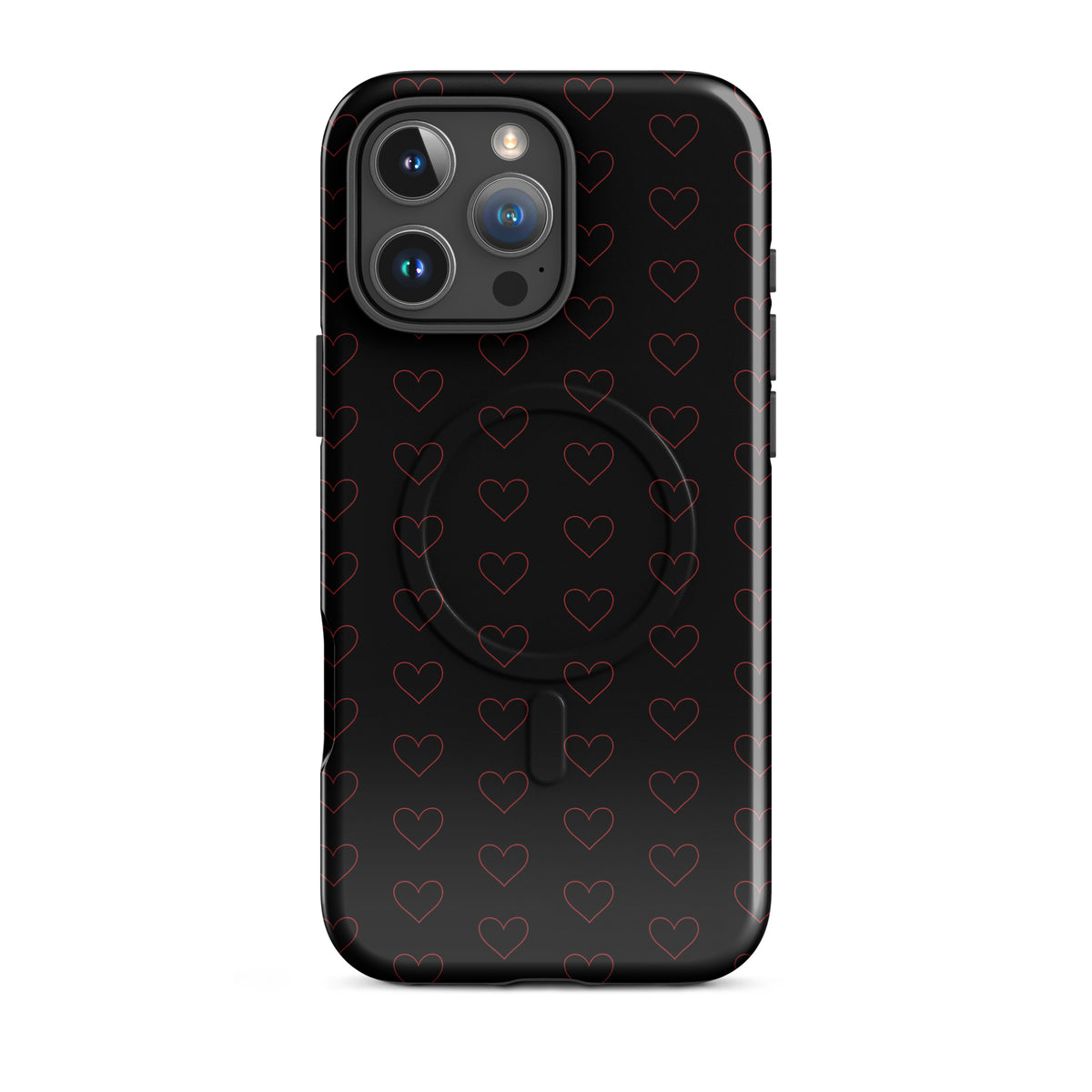 Magnetic Phone Case with crimson heart pattern, modern and stylish design featuring minimalist repeating motifs.