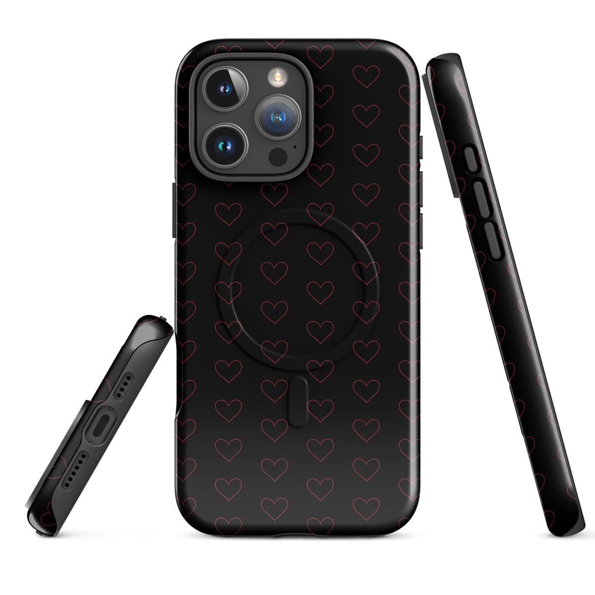 Magnetic Phone Case with minimalist crimson heart pattern, elegant design for modern style and premium look.