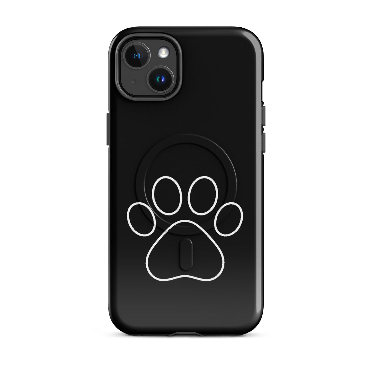 Magnetic Phone Case for iPhone with black and white paw print design, perfect for pet lovers seeking durability and style.