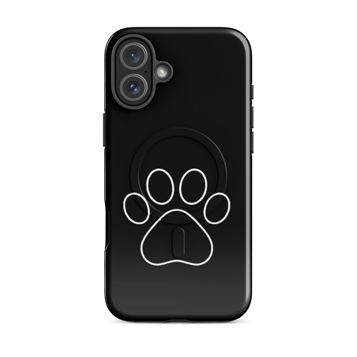 Magnetic Phone Case with black paw print design for iPhone, perfect for pet lovers seeking stylish protection.