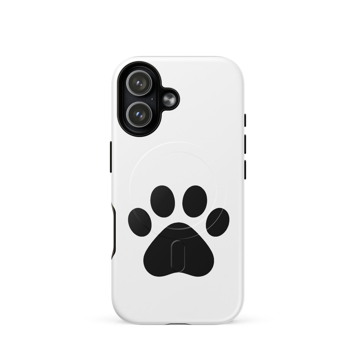 Magnetic Phone Case with paw print design for iPhone in black and white, perfect for pet lovers who adore cats and dogs.