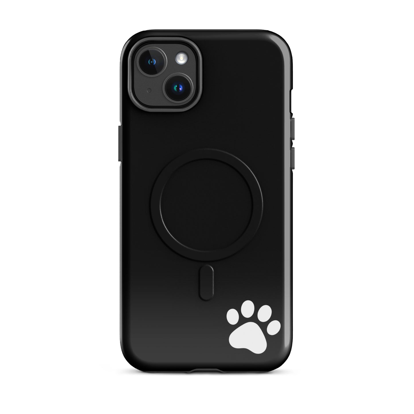 Magnetic Phone case with paw print design in black, minimalist style for iPhone, offering sleek protection and playful charm.