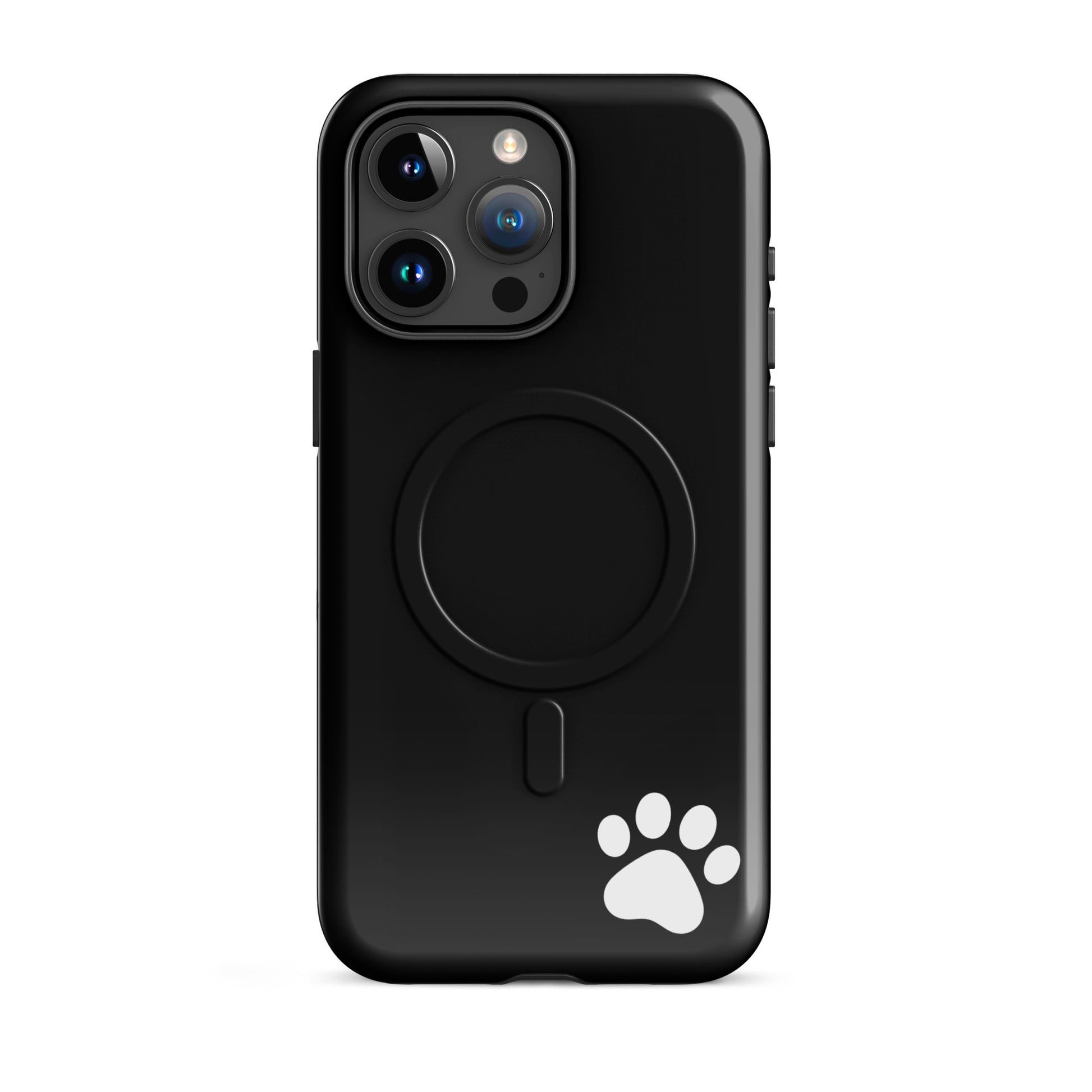 Magnetic Phone case for iPhone with black design and white paw print for minimalist style