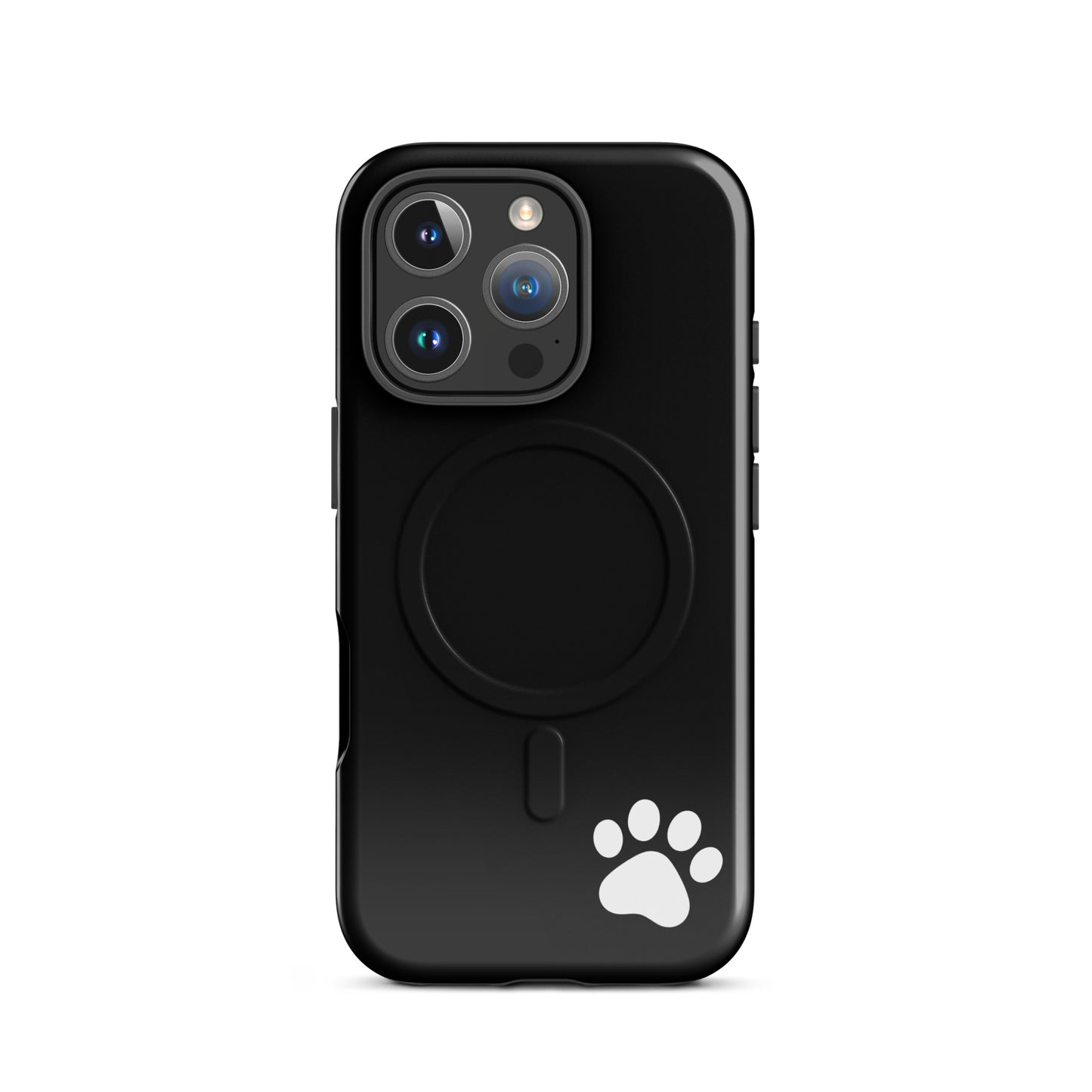 Sleek Magnetic Phone case with white paw-print design for iPhone, showcasing minimalist style and durability.