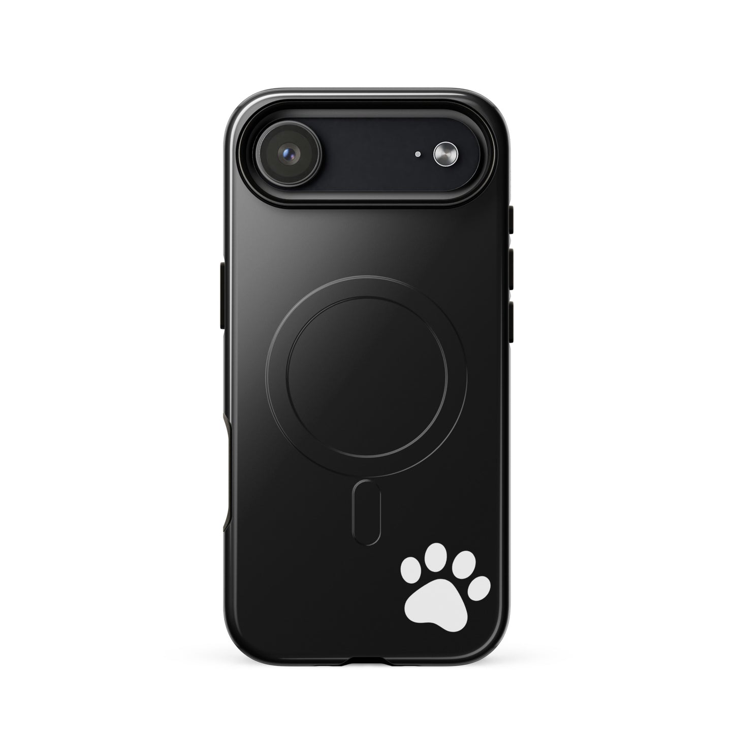 Magnetic Phone case for iPhone with paw print design, black minimalist design, minimalist case with personality, sleek and modern accessory