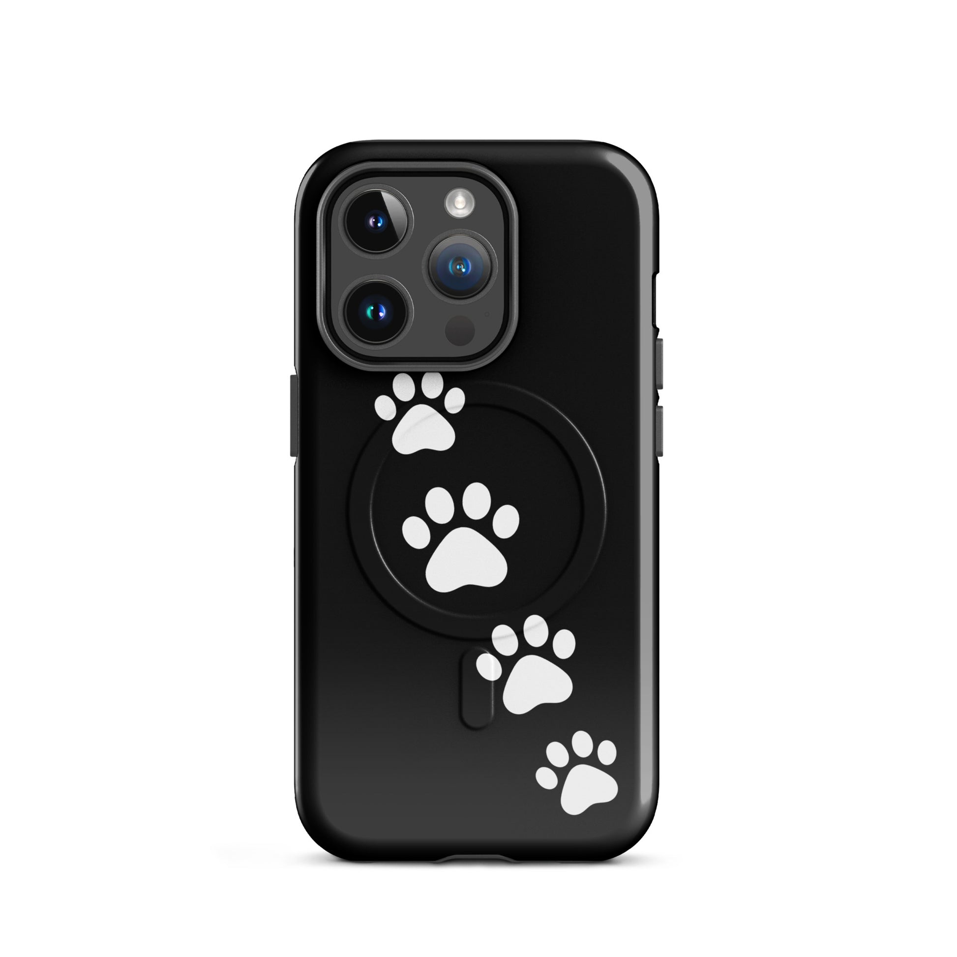 Magnetic Phone Case with playful white paw-print trail, perfect for pet lovers, designed for iPhone.