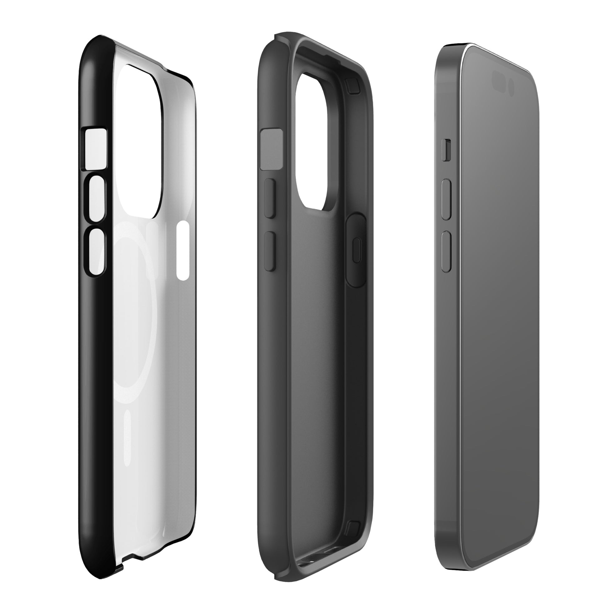 Side views of Magnetic Phone Case featuring paw-print trail design for pet lovers, compatible with iPhone.