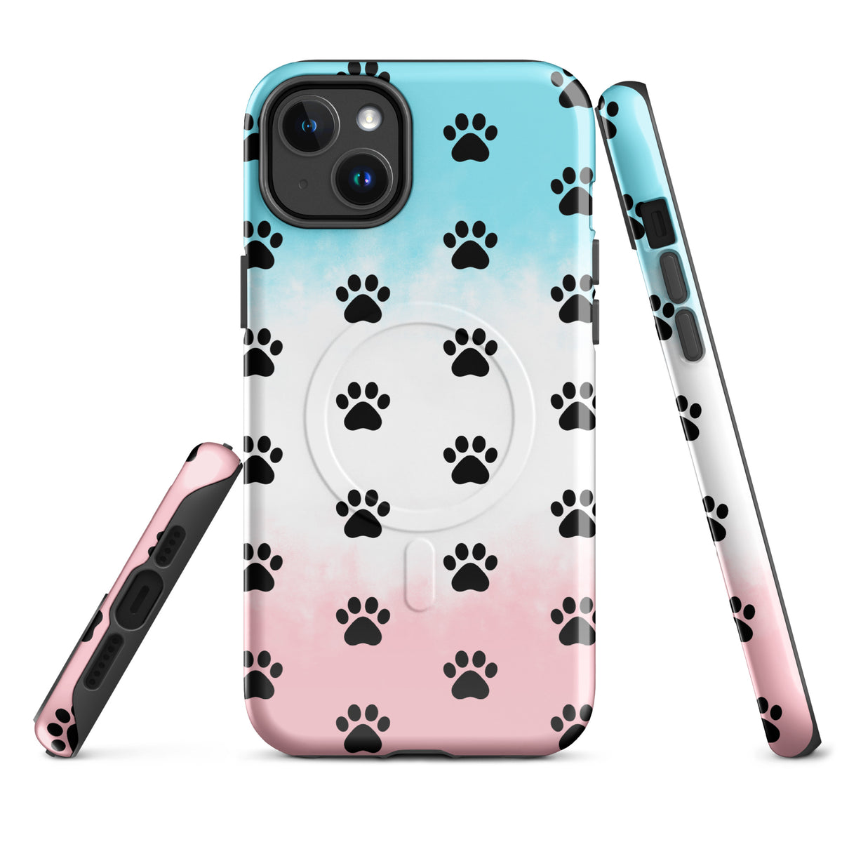 Magnetic Phone Case for iPhone with paw print design, ideal for pet lovers, featuring a stylish pattern for cat and dog owners.