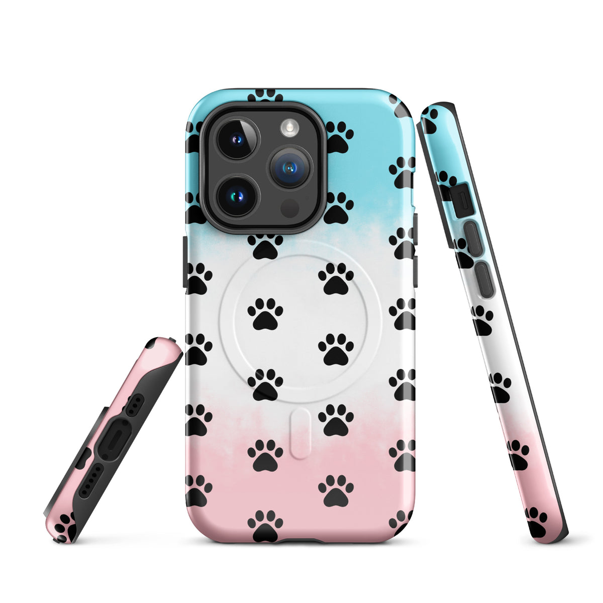 Magnetic Phone Case for iPhone with paw print design, ideal for pet lovers. Stylish phone accessory celebrating cats and dogs.