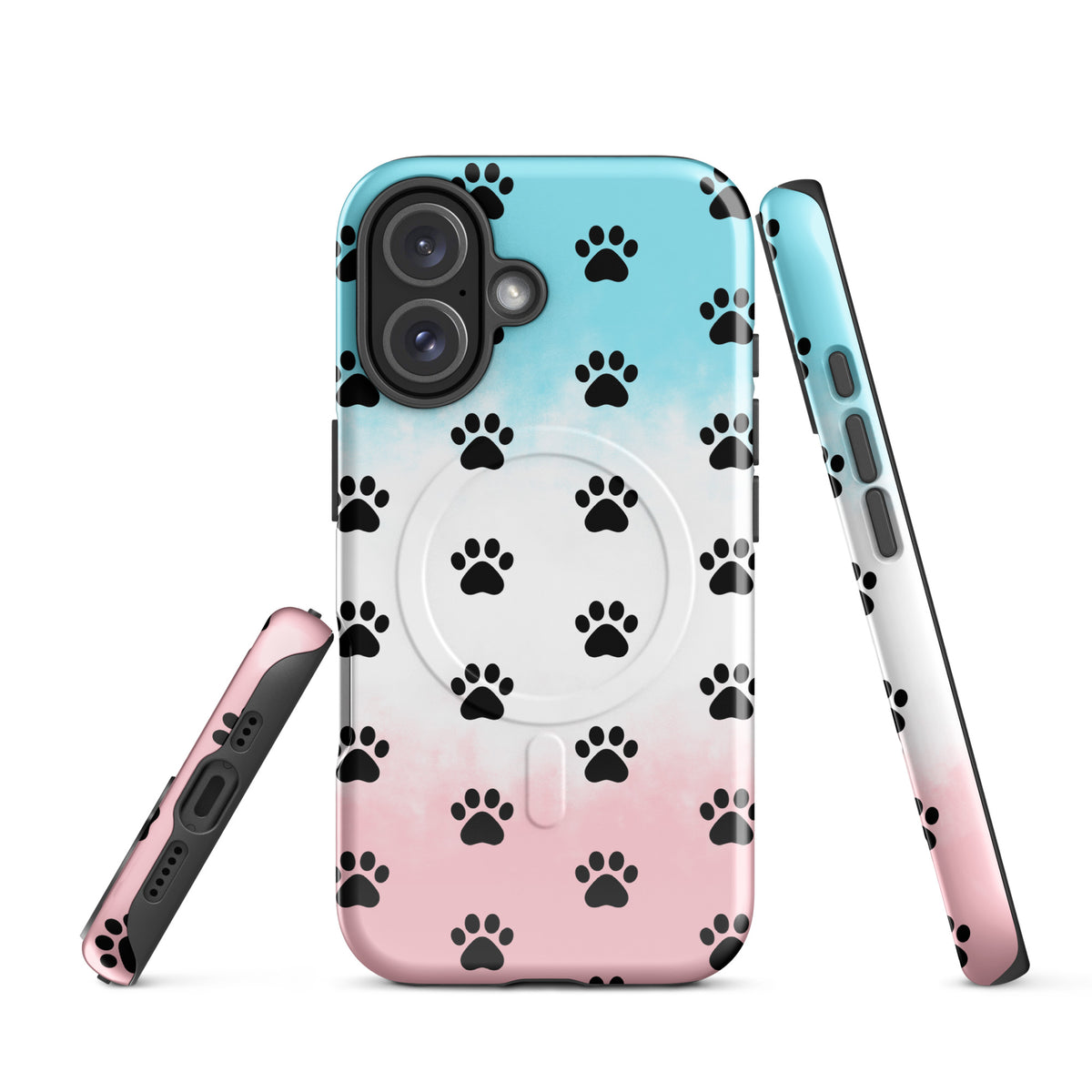 Stylish Magnetic Phone Case with paw print design for iPhone, perfect for pet lovers. Featuring a minimalist dog and cat paw pattern.