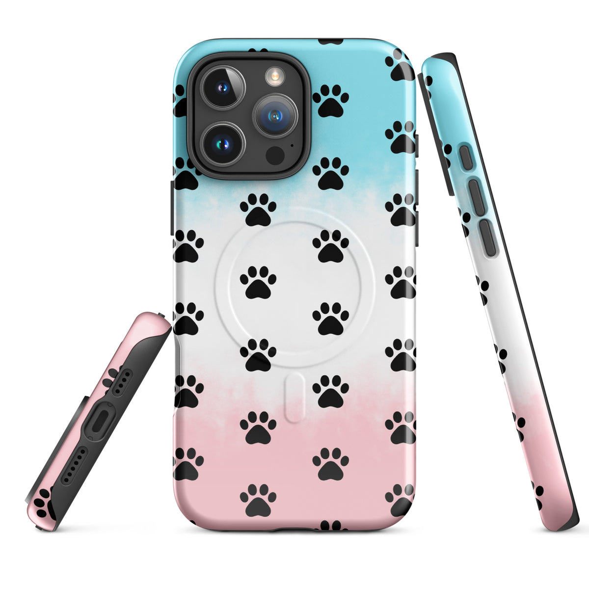Magnetic Phone Case for iPhone with paw-print design, ideal for cat and dog lovers seeking a stylish, pet-themed accessory.