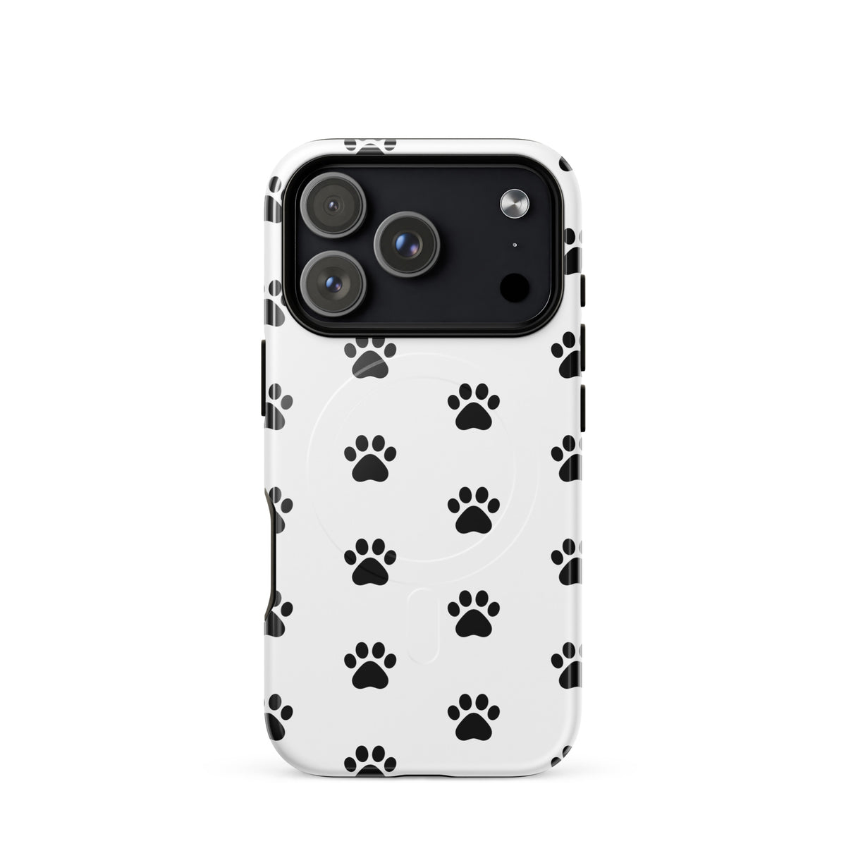 Magnetic Phone Case with paw print design for iPhone, ideal for pet lovers. Stylish minimalist pattern with cat and dog paw prints.