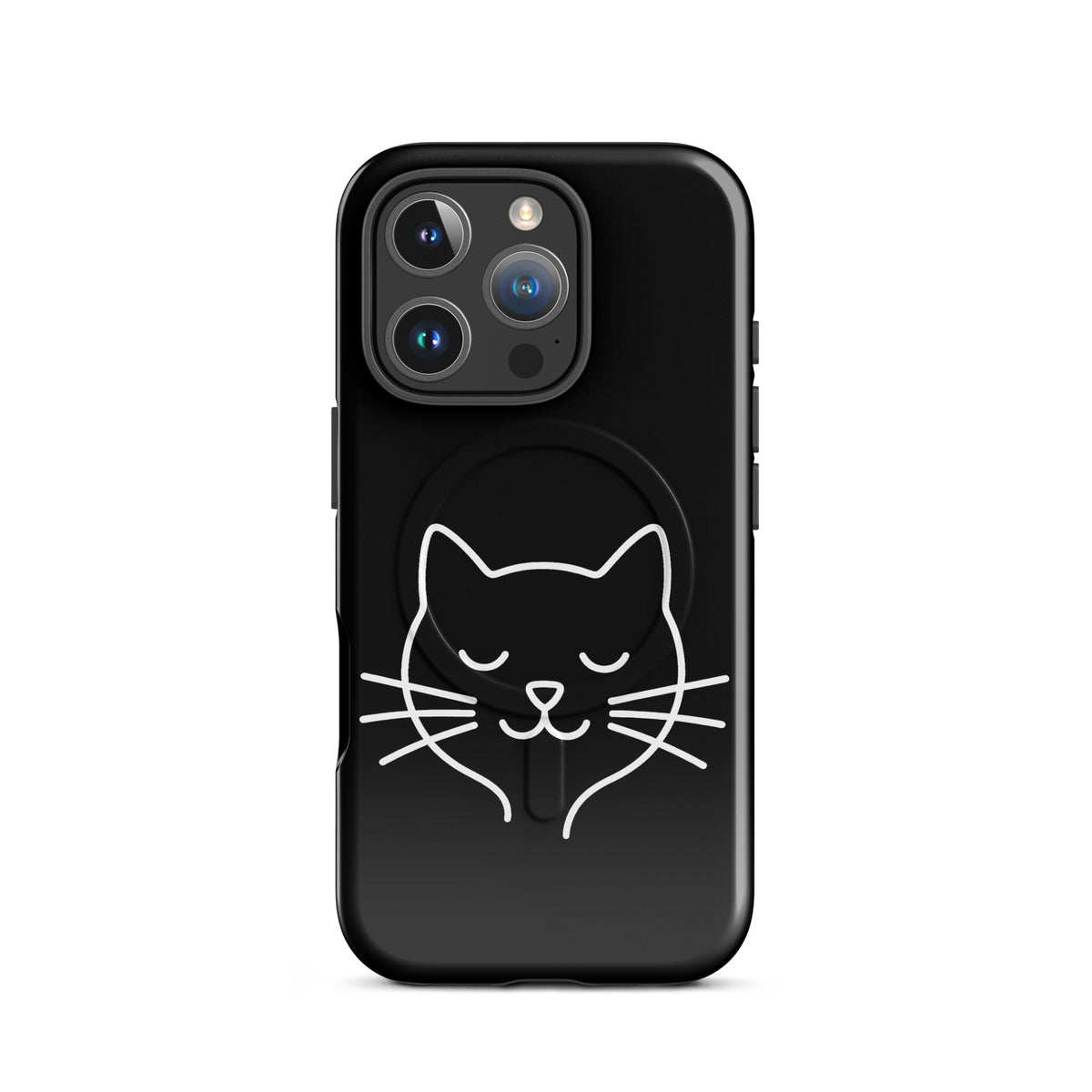 Magnetic Phone Case for iPhone featuring minimalist cat line art design. Cute and durable protection for cat lovers.