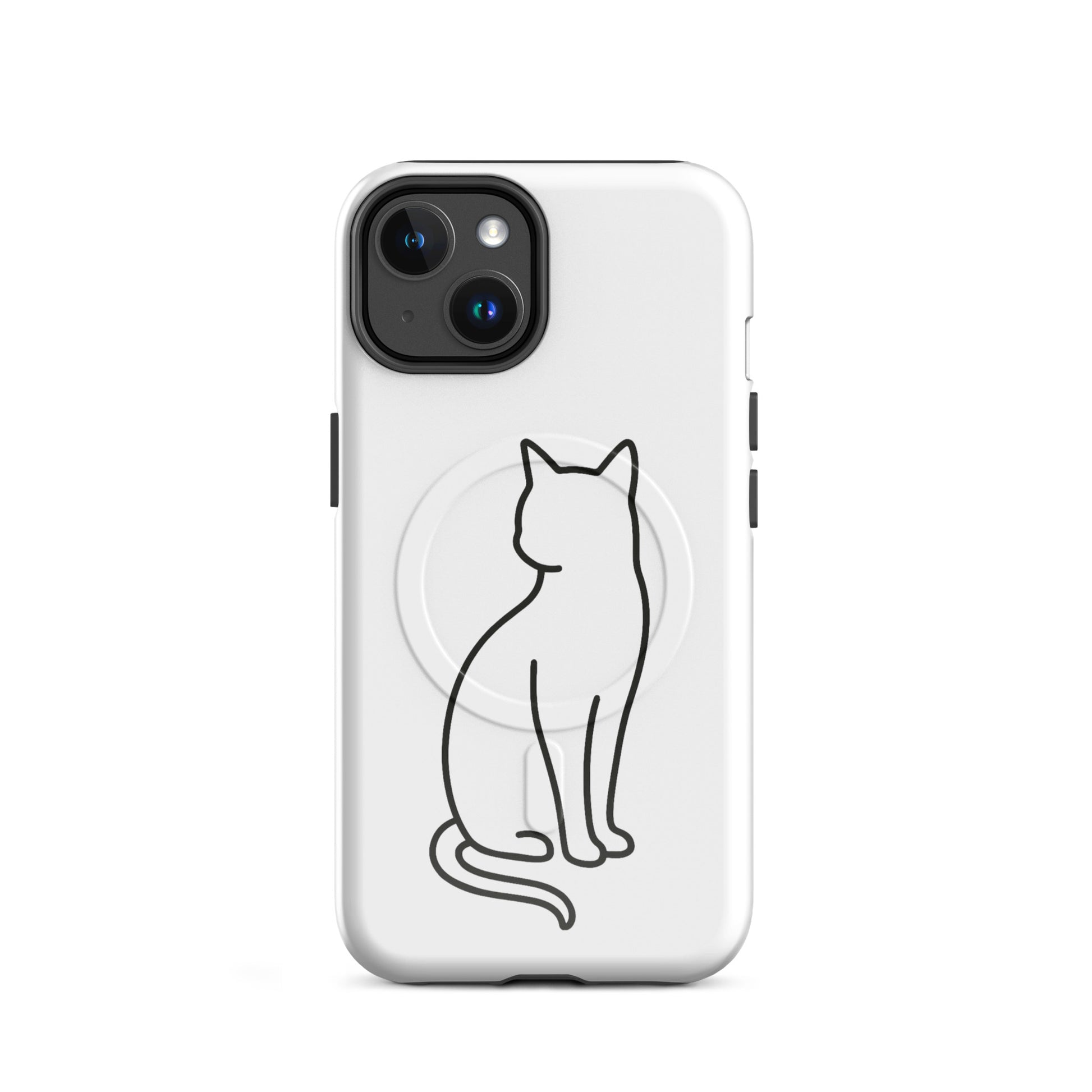 Magnetic Phone Case with stylish cat design for iPhone in white and black, offering chic protection and modern art flair.