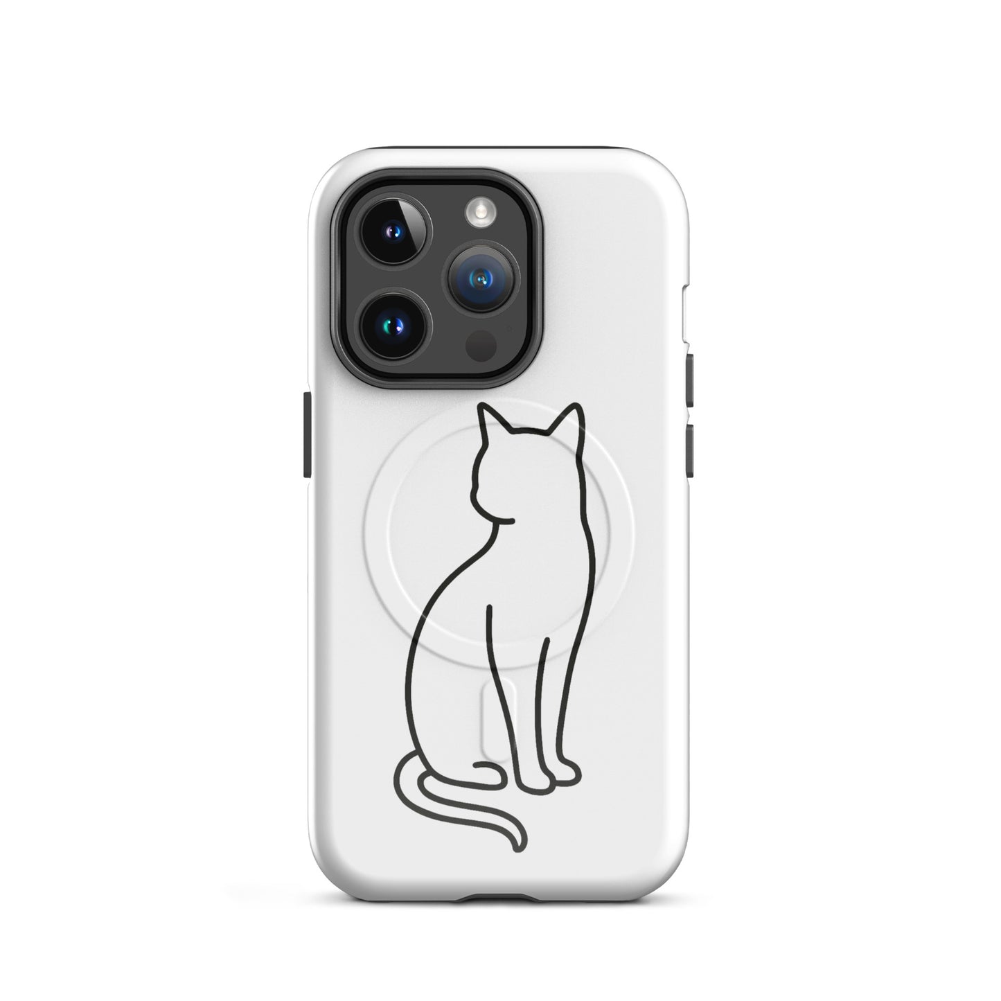 Magnetic Phone Case with stylish cat design for iPhone in white and black, offering chic and durable protection.