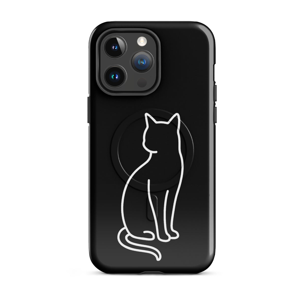 Magnetic Phone Case with stylish cat design for iPhone in black and white, offering chic and durable protection.