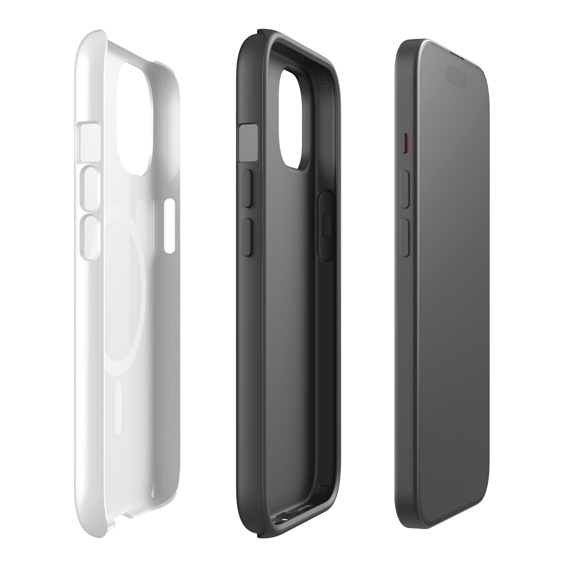 Stylish cat design Magnetic Phone Case in white and black for iPhone, showcasing sleek dual-layer protection and minimalist art.