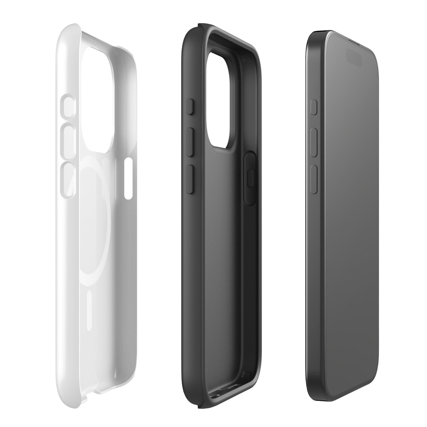 Magnetic Phone Case in white and black with stylish cat design for iPhone, featuring dual-layer protection and minimalist art.