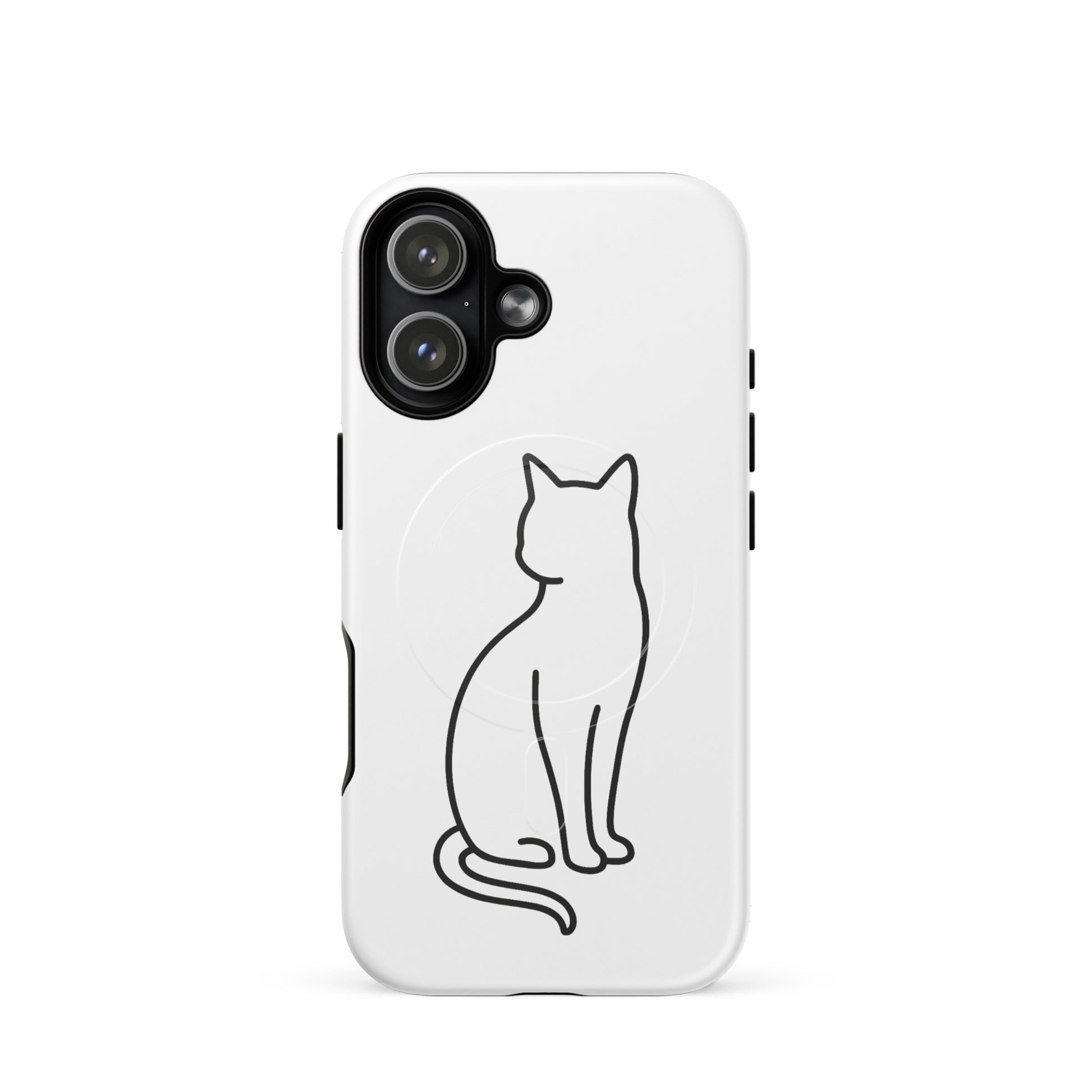 Magnetic Phone Case with stylish cat design in white and black for iPhone, offering chic and durable protection.