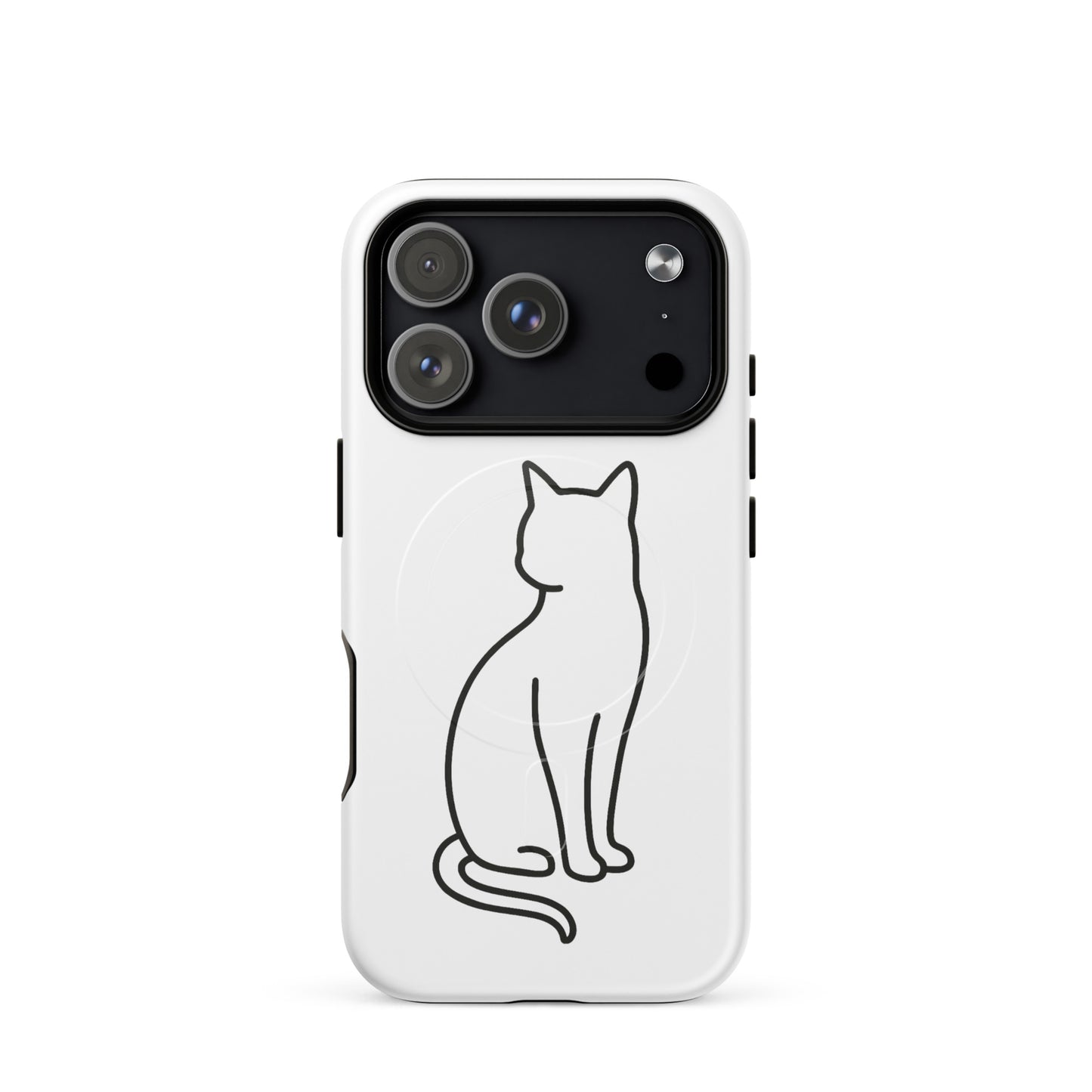 Magnetic Phone Case with stylish cat design for iPhone in white and black, offering dual-layer protection.