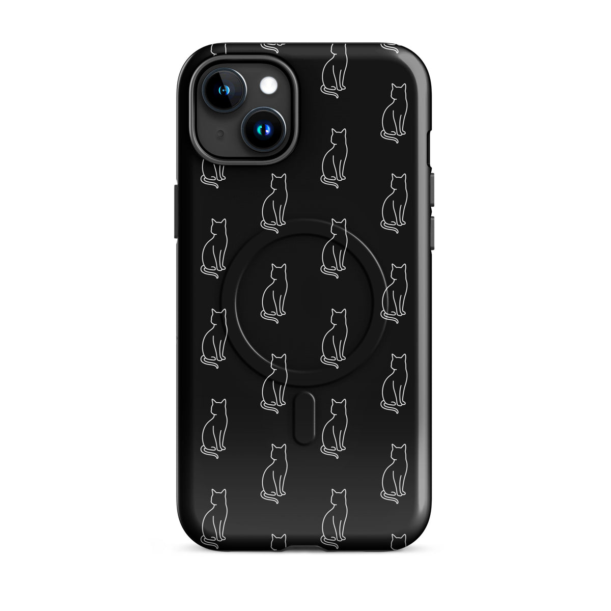 Magnetic Phone Case with minimalist cat pattern in black and white, perfect for feline fans seeking style and protection.