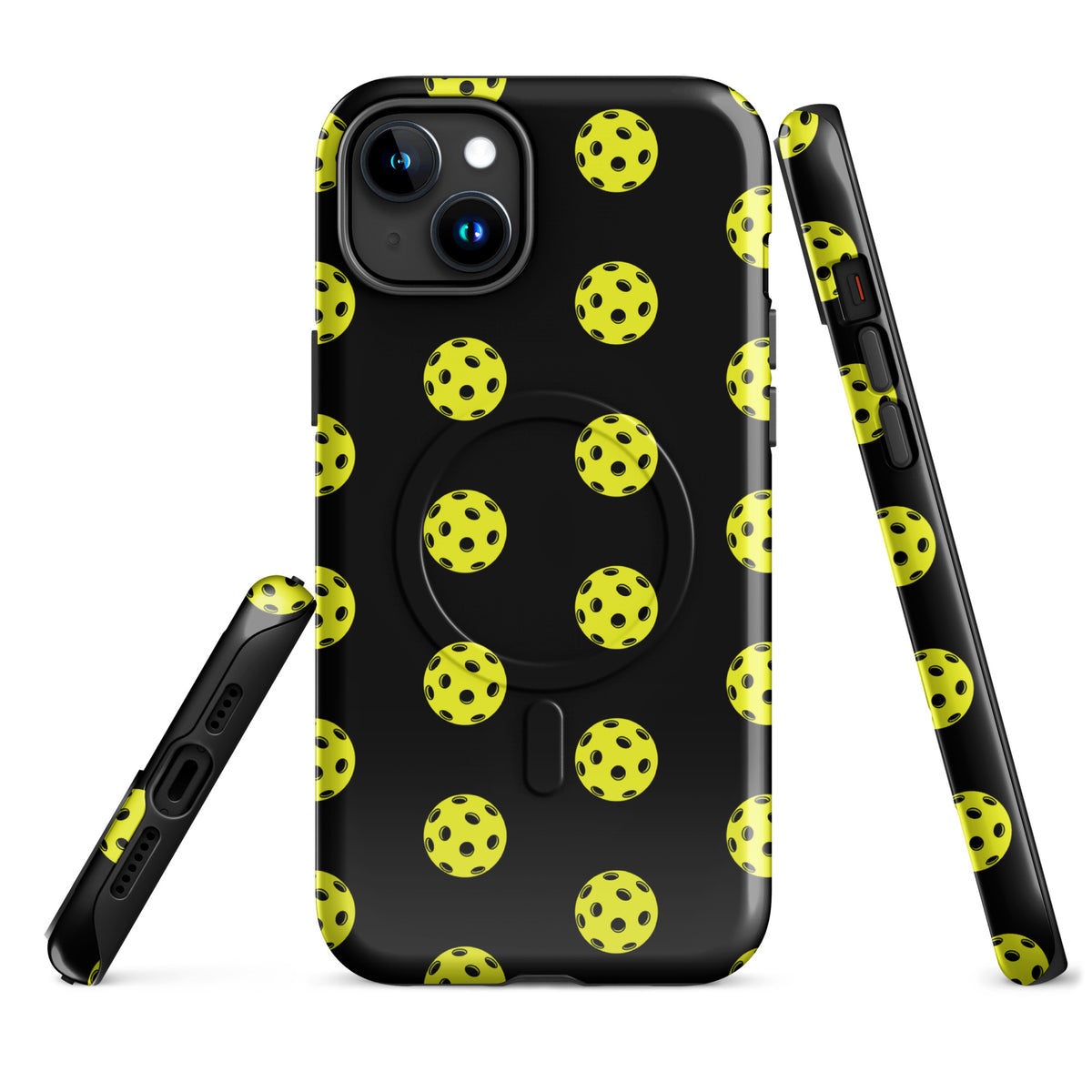 Magnetic Phone Case for iPhone with Pickleball Pattern, sporty luxury design, premium protection, playful and elevated look.