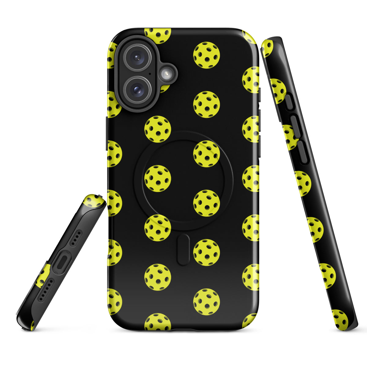 Magnetic Phone Case for iPhone with pickleball pattern, featuring iconic perforated design for sporty style and premium protection.