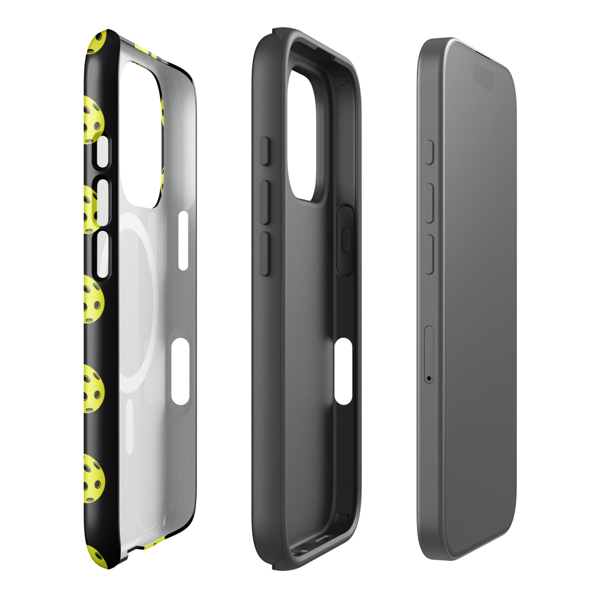 Magnetic Phone Case with pickleball pattern for sporty iPhone protection.